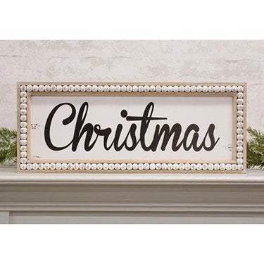 Beaded Distressed Christmas Sign - The Fox Decor